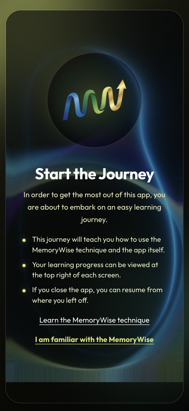 Start the Journey screen explaining how the learning journey works